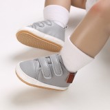 Pantofi sport pentru bebelusi, gri cu barete cu arici (Marime Disponibila: 3-6
