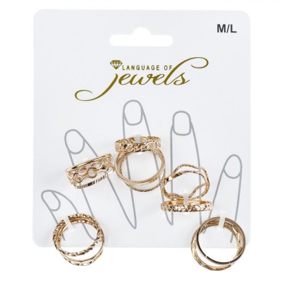 Set Inele, Language of Jewels, Diverse Modele, Aurii, Mărime M/L, 15 Bucăți foto