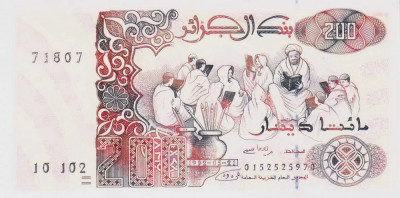 Bancnota Algeria 200 Dinari 1992 - P138 UNC foto