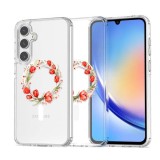 Husa pentru samsung galaxy a36 5g, atasare magnetica, magsafe, pink wreath 15, clear