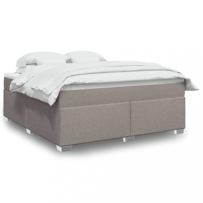 vidaXL Pat continental cu saltea, gri taupe, 180x200 cm, textil 3285155 foto