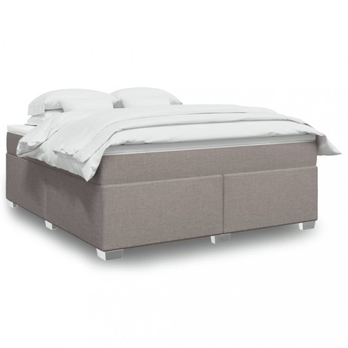 vidaXL Pat continental cu saltea, gri taupe, 180x200 cm, textil 3285155