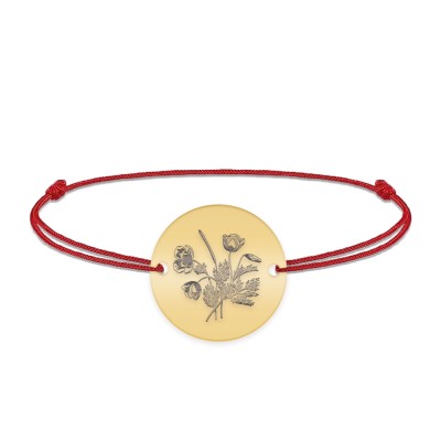 Flora - Bratara personalizata snur buchet flori banut din argint 925 placat cu aur galben 24K foto