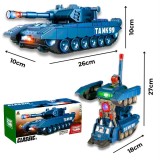 Tanc de jucarie transformabil cu lumini sunete si efect de ceata
