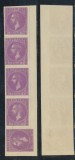 ROMANIA 1872 Emisunea Paris reprint frantuzesc din 1904 10 bani mov in streif rar de 5 cu un timbru intors la 90 grade, Istorie, Nestampilat