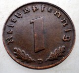 B.101 GERMANIA 1 REICHSPFENNIG 1939 D, Europa, Bronz