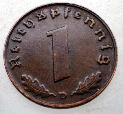 B.101 GERMANIA 1 REICHSPFENNIG 1939 D foto