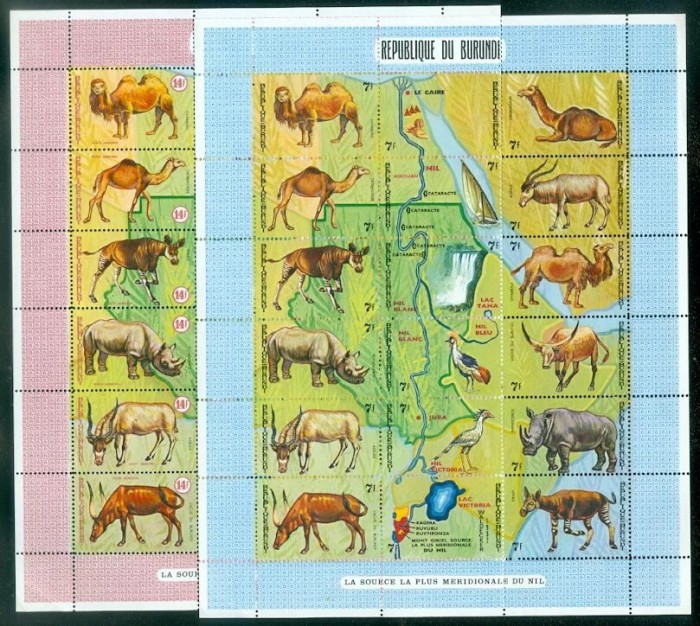 273-BURUNDI 1970-Fauna-2 coli cu animalele de langa Nil MNH