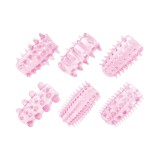 Set manșoane pentru penis TOYZ4LOVERS Pleasure, pentru stimulare intensă și &icirc;ngroșare, cu 6 tipuri de striații, roz transparent
