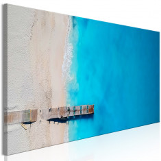Tablou canvas - Marea Si podul din lemn albastru Ingust - 135 x 45 cm foto