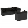 Set canapele de gradina cu perne, 7 piese, negru, poliratan