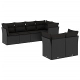 Cumpara ieftin Set canapele de gradina cu perne, 7 piese, negru, poliratan