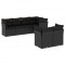 Set canapele de gradina cu perne, 7 piese, negru, poliratan