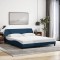 vidaXL Cadru de pat cu tăblie, Dover, albastru, 180x200cm, textil 373231