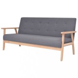 vidaXL Canapea de 3 persoane, textil, gri &icirc;nchis