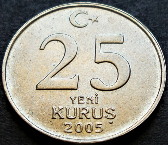 Moneda 25 YENI KURUS - TURCIA, anul 2005 * cod 2423 = UNC
