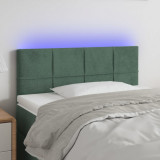 VidaXL Tăblie de pat cu LED, verde &icirc;nchis, 80x5x78/88 cm, catifea