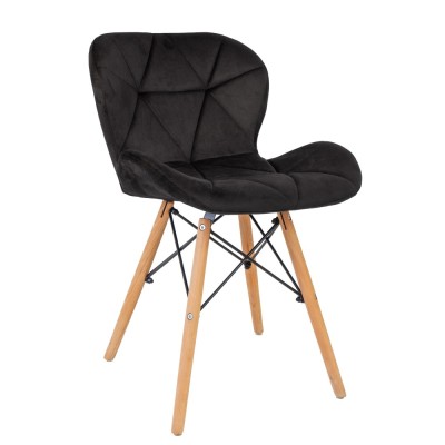 Scaun Eliza - cadru lemn - catifea neagra foto