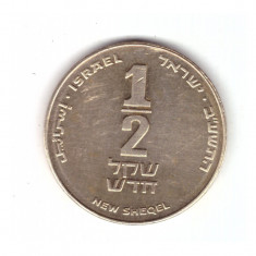 Moneda Israel 1/2 new sheqel, nu stiu anul, stare foarte buna, curata