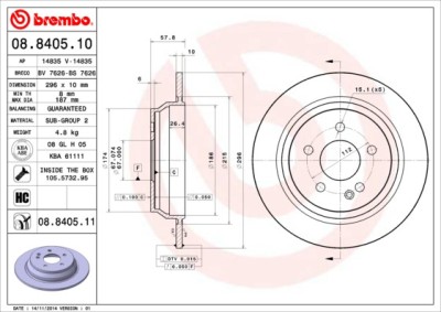 BREMBO 08.8405.11 PRIME LINE - UV Coated Disc frana foto