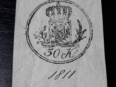 TIMBRU FISCAL VECHI 1811 - STAMPILA FISCALA - 3 KREUZER