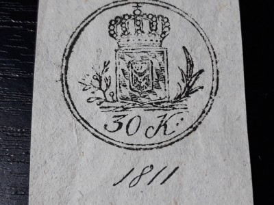 TIMBRU FISCAL VECHI 1811 - STAMPILA FISCALA - 3 KREUZER foto
