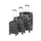 Set 3 valize Leziter TraveLux Max XI, ABS cu roti 360&deg;, negru
