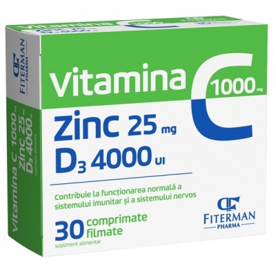 VITAMINA C + ZINC + D3 4000 UI 30CPR foto