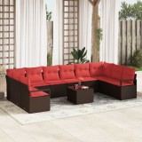 vidaXL Set de canapea cu pernă 11 pcs Maro poliratan 3346574