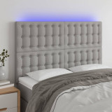 VidaXL Tăblie de pat cu LED, gri deschis, 144x5x118/128 cm, textil