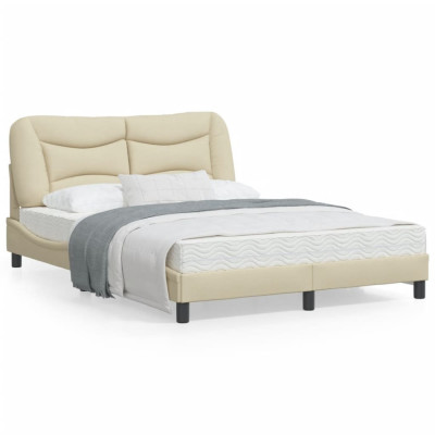 vidaXL Cadru de pat cu tăblie, crem, 140x190 cm, textil foto