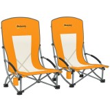Outsunny Set de 2 scaune de plajă pliabile scaune de camping pliante ușoare sac de transport suport pentru pahare 70 x 58 x 79 cm portocaliu | Aosom R