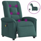 VidaXL Fotoliu electric de masaj rabatabil, verde &icirc;nchis, textil
