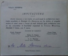 Invita?ie sarbatorirea pictorului Eustatiu Stoenescu - anii 1930 foto