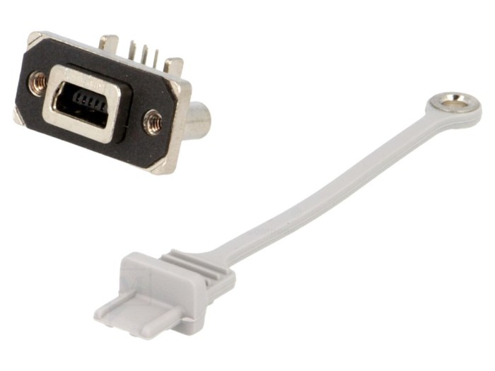 Conector USB B Mini IP67, THT