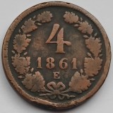 Austria, Franz Joseph I, 1848-1916, 4 Kreuzer 1861 E, Karlsburg/Alba Iulia