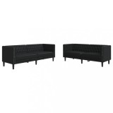 Cumpara ieftin Set canapele Chesterfield cu 2 locuri, negru, piele eco.