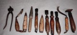 pt. decor colectie etc SET 11 BUCATI UNELTE MANUALE VINTAGE PT. PRELUCRAREA PIELII SAU A INCALTAMINTEI