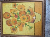 Tablou Floarea Soarelui, Reproducere Van Gogh, Ulei pe Panza 60x50cm, Rama 4cm