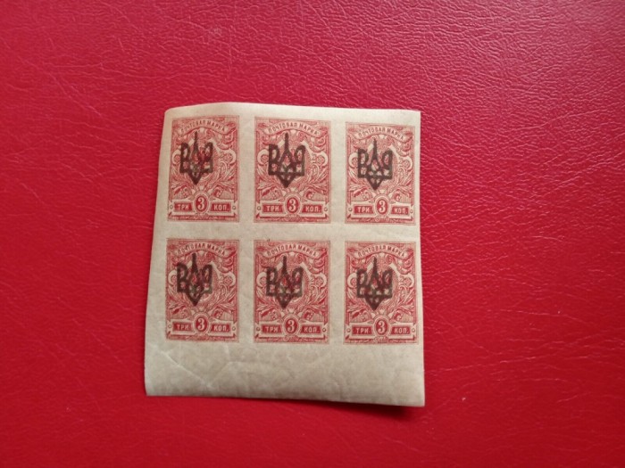 1918 - UCRAINA - Russian Postage Stamps of 1915-1917 Overprinted - BLOCK MNH