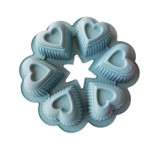 Forma Silicon Inima 6 Cavitati, 24cm, Albastru, Termorezistenta - Briose, Prajituri