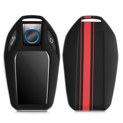 Husa Cheie Auto pentru BMW - Display, kwmobile, Plastic, Negru / Rosu, 49672.02 foto