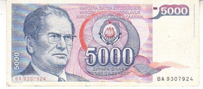 M1 - Bancnota foarte veche - Fosta Iugoslavia - 5000 dinarI - 1985 foto