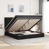 Cumpara ieftin Cadru de pat otoman cu saltea țesătură neagră 160x200cm