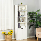 Biblioteca Moderna HOMCOM 4 Etajere cu Dulapior din Lemn cu 2 Usi, Pentru living 59x29x180cm, Alb