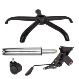 Cumpara ieftin Set placuta balans metalica 22 cm x 15 cm, baza 64 cm, rolă universală &Oslash;11 mm si cilindru piston, gaz, pentru scaune birou, argintiu, 35 cm