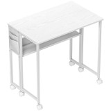 HOMCOM Birou pliabil 80cm, raft, roți, alb | Aosom Romania