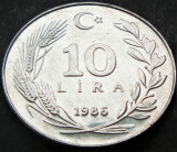 Cumpara ieftin Moneda 10 LIRE - TURCIA, anul 1986 *cod 1906 B, Europa, Aluminiu