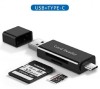 Card Reader extern all in one/Cititor de carduri, USB-A, USB-C la SD si Micro SD, Negru