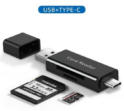 Card Reader extern all in one/Cititor de carduri, USB-A, USB-C la SD si Micro SD, Negru foto